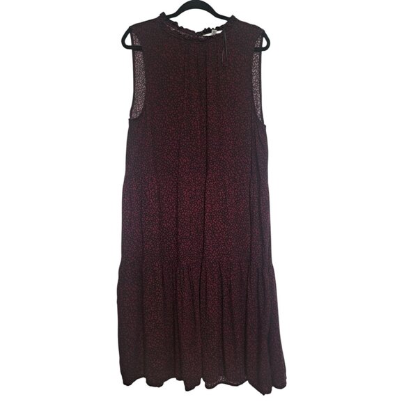Time&Tru 3XL(22) BoHo Burgundy Leopard Print Ruffled Neckline Flowy Lightweight - Picture 1 of 7